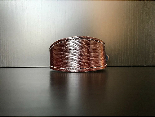 Felt Lined Mahogany Snake Skin - Whippet Leather Collar - Size S